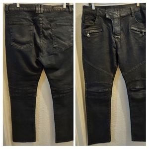 BALMAIN moto biker SHINE COATED designer jeans size 36 MSRP $ 2,500